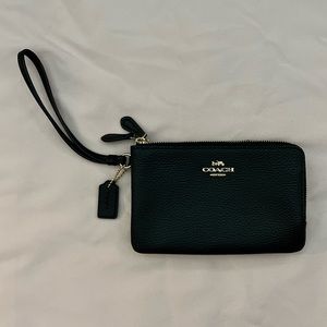 Coach Black Leather Wristlet/Wallet